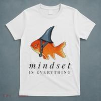 Mindset Motivational Quote Cute Goldfish Shark T-Shirt thumb 5