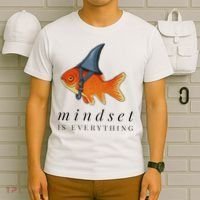 Mindset Motivational Quote Cute Goldfish Shark T-Shirt thumb 6