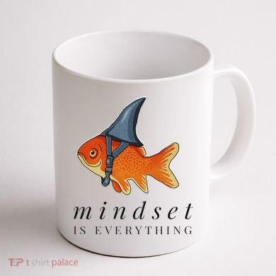 Mindset Motivational Quote Cute Goldfish Shark Coffee Mug back
