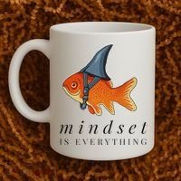 Mindset Motivational Quote Cute Goldfish Shark Coffee Mug thumb 2