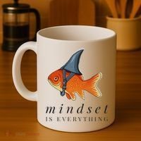 Mindset Motivational Quote Cute Goldfish Shark Coffee Mug thumb 4