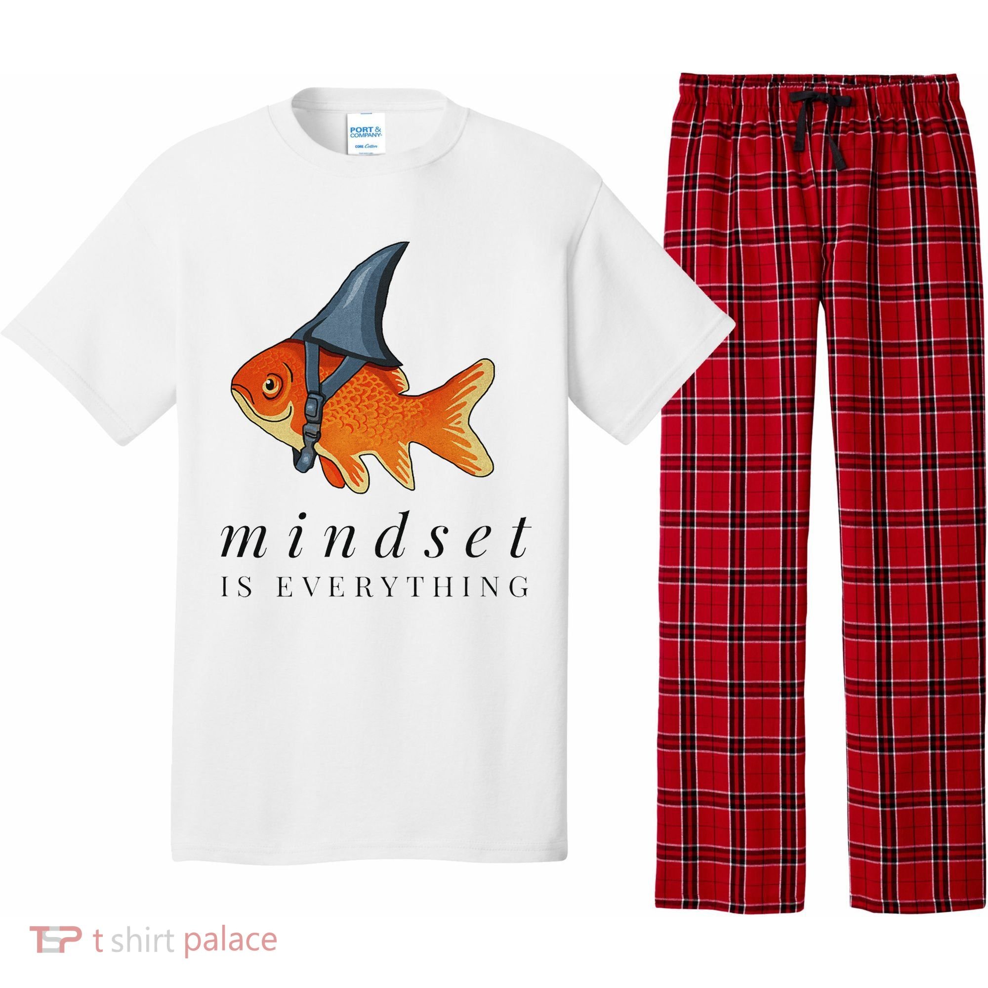 Mindset Motivational Quote Cute Goldfish Shark Pajama Set
