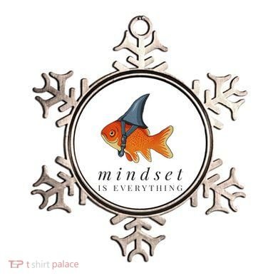 Mindset Motivational Quote Cute Goldfish Shark Ornament