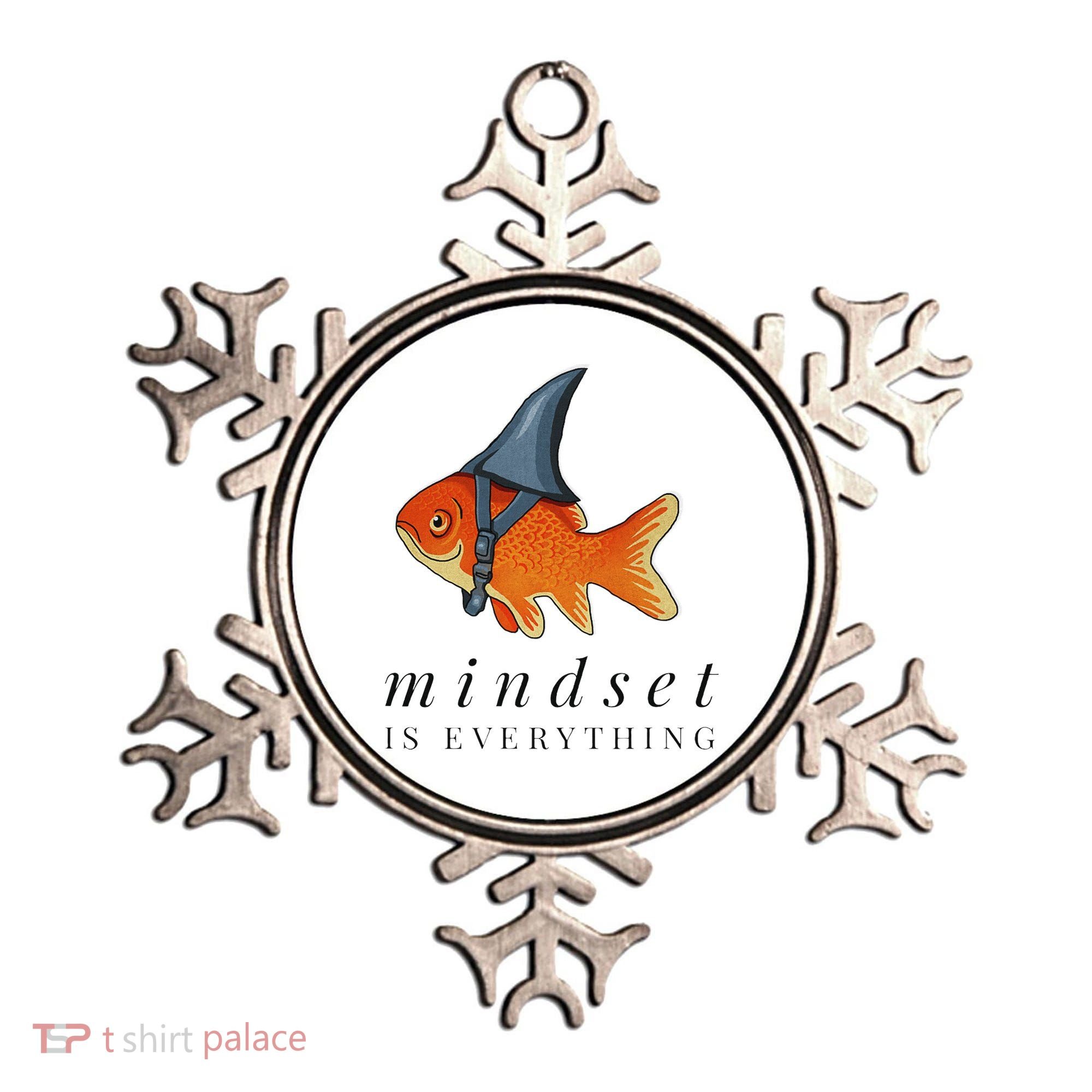Mindset Motivational Quote Cute Goldfish Shark Ornament