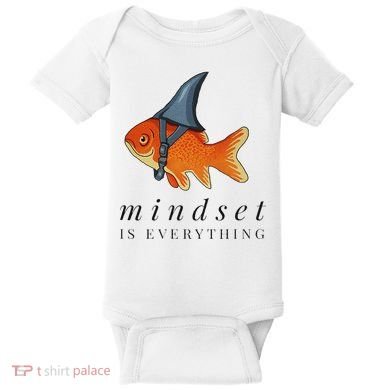 Mindset Motivational Quote Cute Goldfish Shark Baby Bodysuit