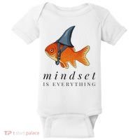 Mindset Motivational Quote Cute Goldfish Shark Baby Bodysuit thumb 0