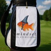 Mindset Motivational Quote Cute Goldfish Shark Golf Towel thumb 2