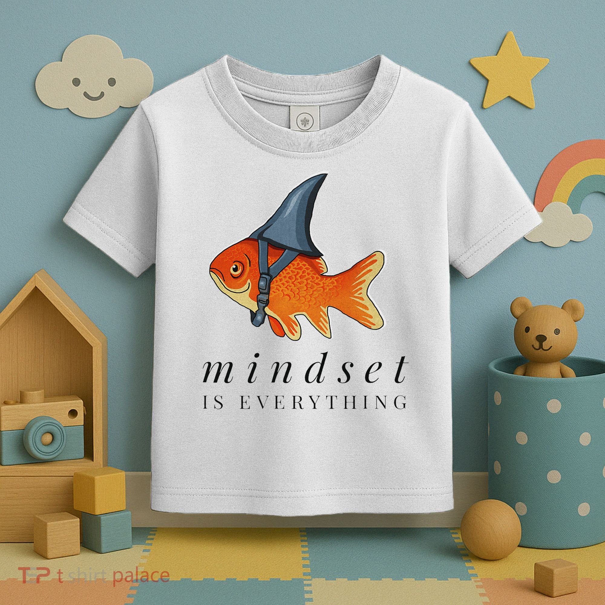 Mindset Motivational Quote Cute Goldfish Shark Toddler T-Shirt