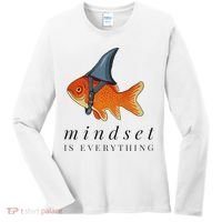 Mindset Motivational Quote Cute Goldfish Shark Women's Long Sleeve Shirt thumb 0