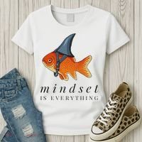 Mindset Motivational Quote Cute Goldfish Shark Women's T-Shirt thumb 3