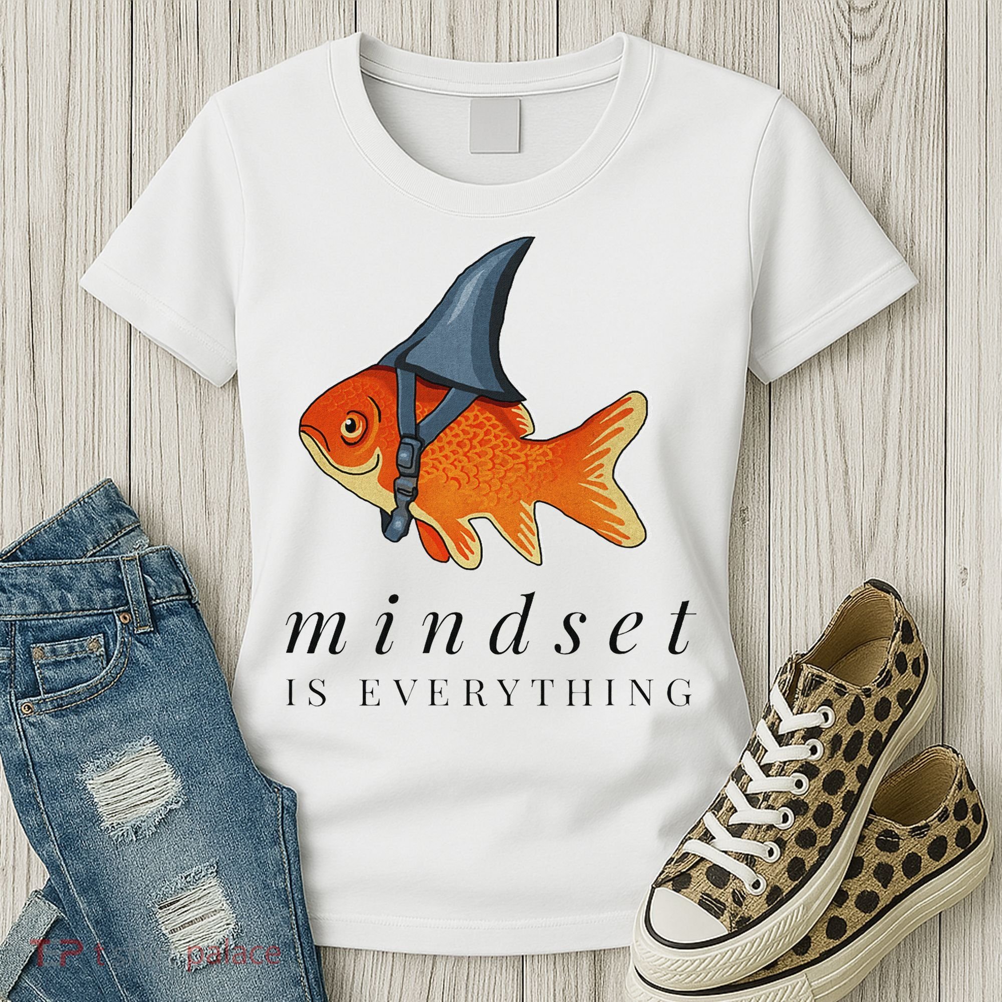 Mindset Motivational Quote Cute Goldfish Shark Women's T-Shirt