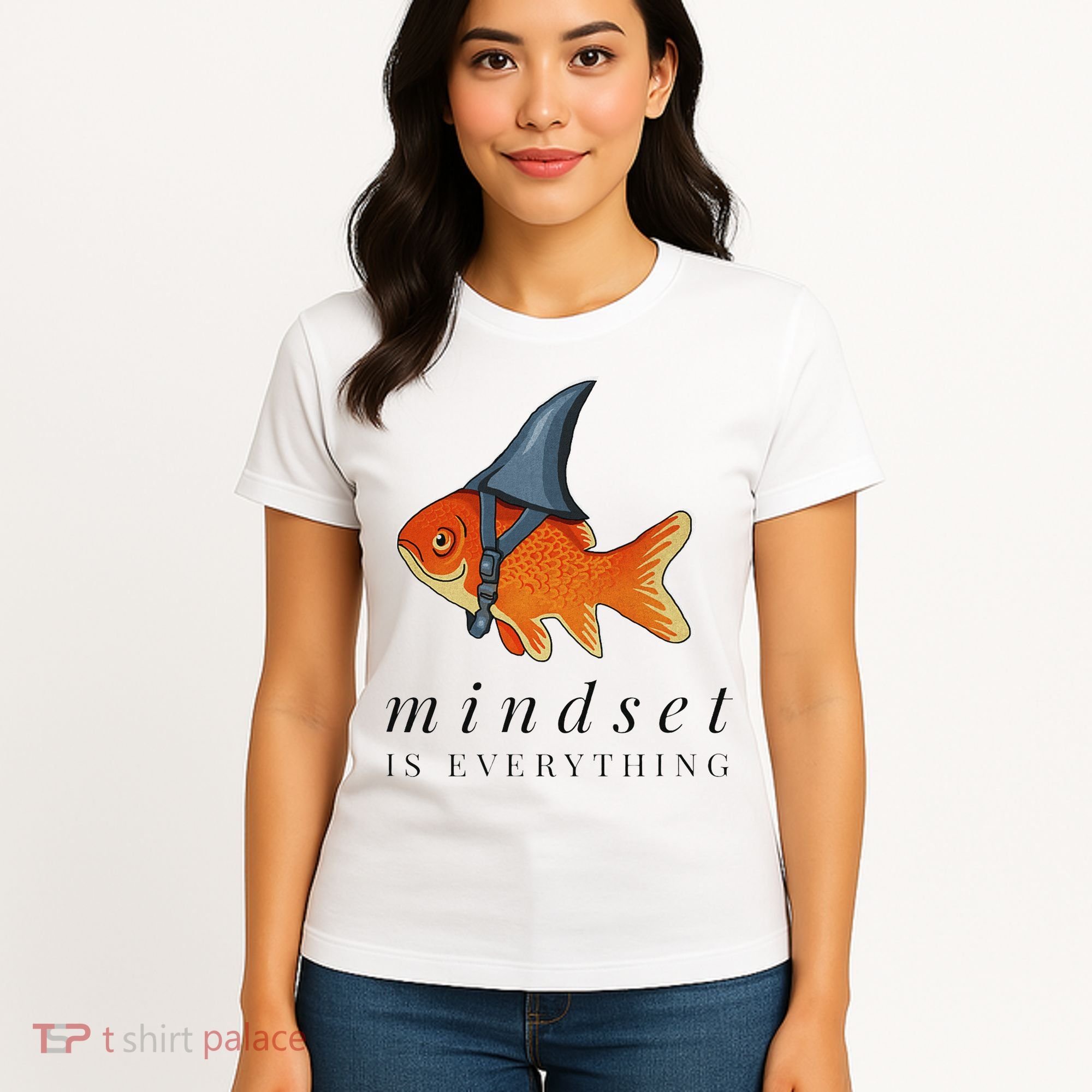 Mindset Motivational Quote Cute Goldfish Shark Women's T-Shirt