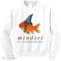 Mindset Motivational Quote Cute Goldfish Shark Kids Sweatshirt thumb 0
