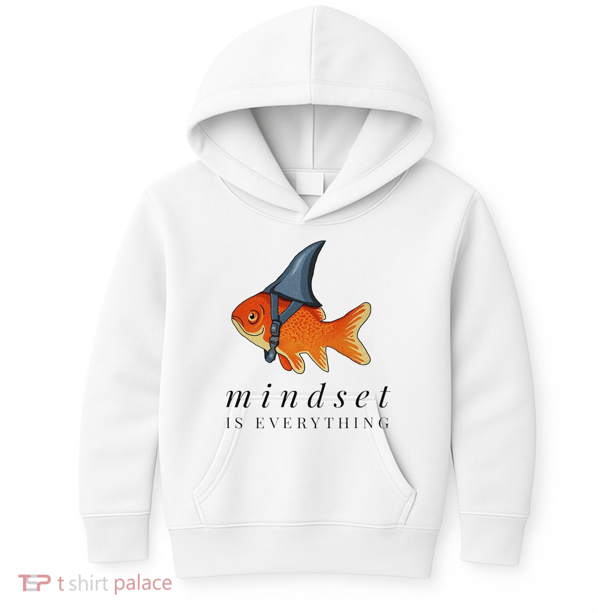 Mindset Motivational Quote Cute Goldfish Shark Kids Hoodie