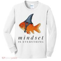 Mindset Motivational Quote Cute Goldfish Shark Kids Long Sleeve Shirt thumb 0