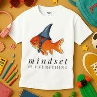 Mindset Motivational Quote Cute Goldfish Shark Kids T-Shirt thumb 3