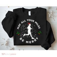 Merry Miles Running Christmas Gift For Runners Sweatshirt thumb 2
