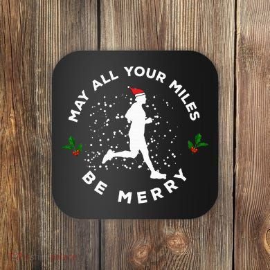 Merry Miles Running Christmas Gift For Runners Coaster