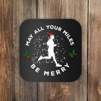 Merry Miles Running Christmas Gift For Runners Coaster thumb 0