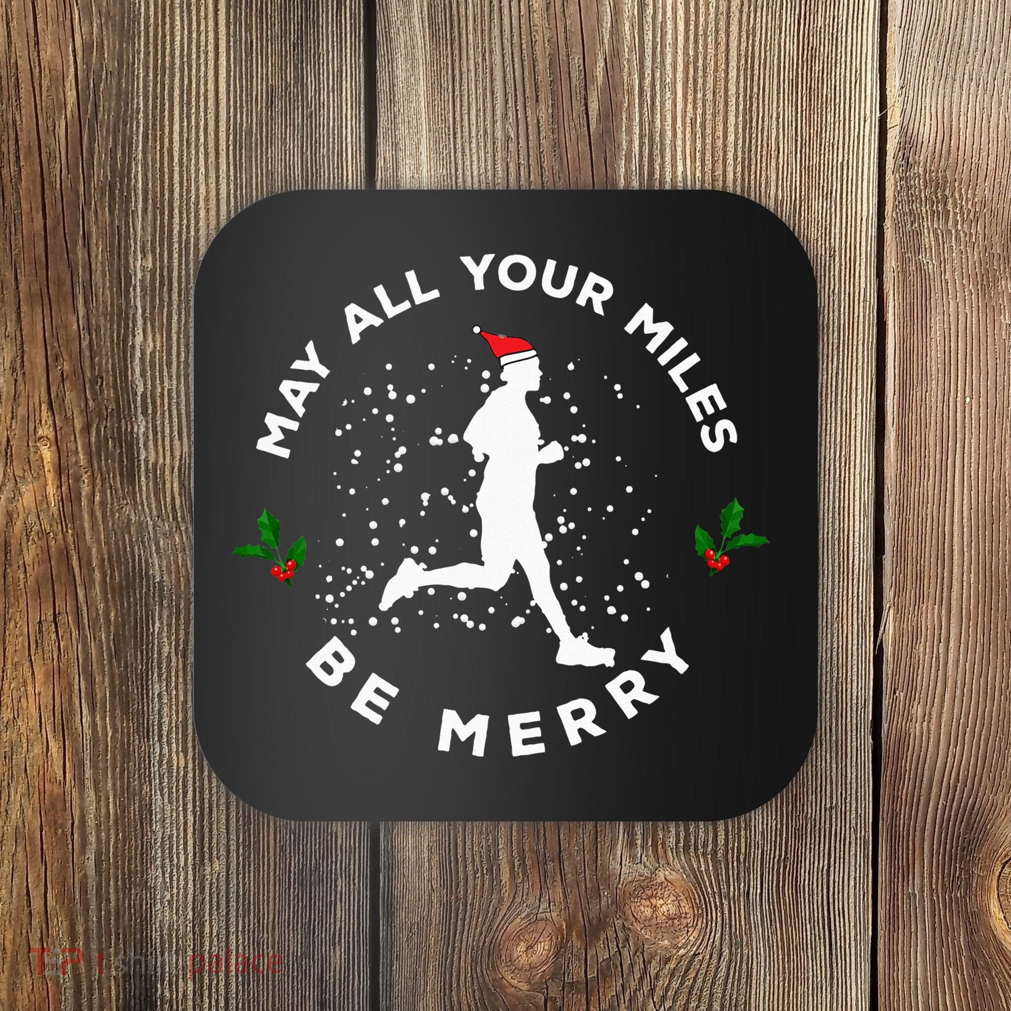 Merry Miles Running Christmas Gift For Runners Coaster