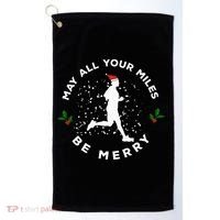 Merry Miles Running Christmas Gift For Runners Golf Towel thumb 0