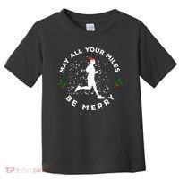 Merry Miles Running Christmas Gift For Runners Toddler T-Shirt thumb 0