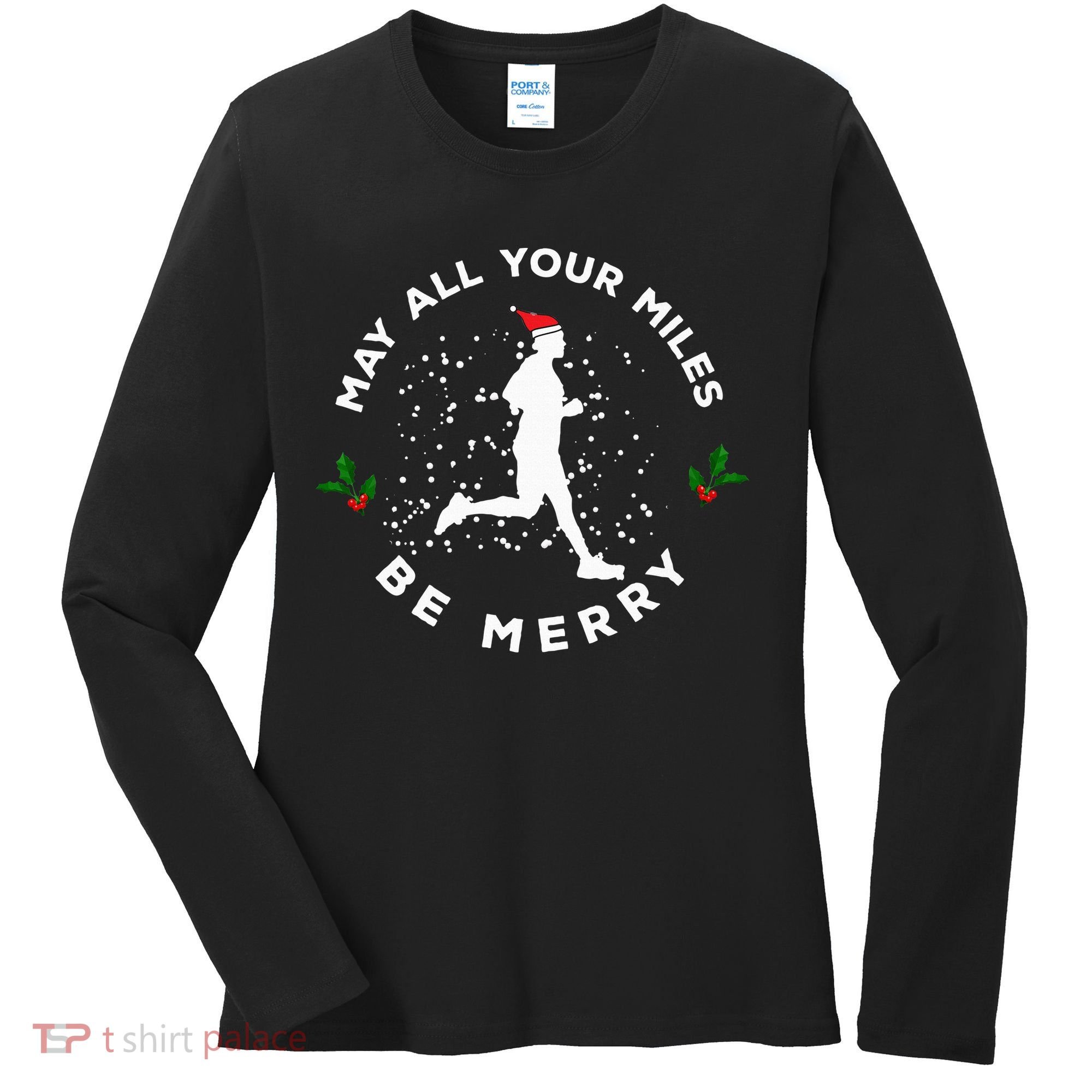 Merry Miles Running Christmas Gift For Runners Women's Long Sleeve Shirt