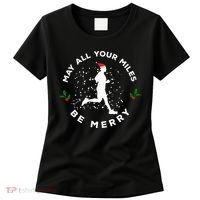 Merry Miles Running Christmas Gift For Runners Women's T-Shirt thumb 0