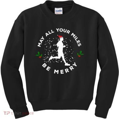 Merry Miles Running Christmas Gift For Runners Kids Sweatshirt