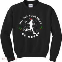 Merry Miles Running Christmas Gift For Runners Kids Sweatshirt thumb 0