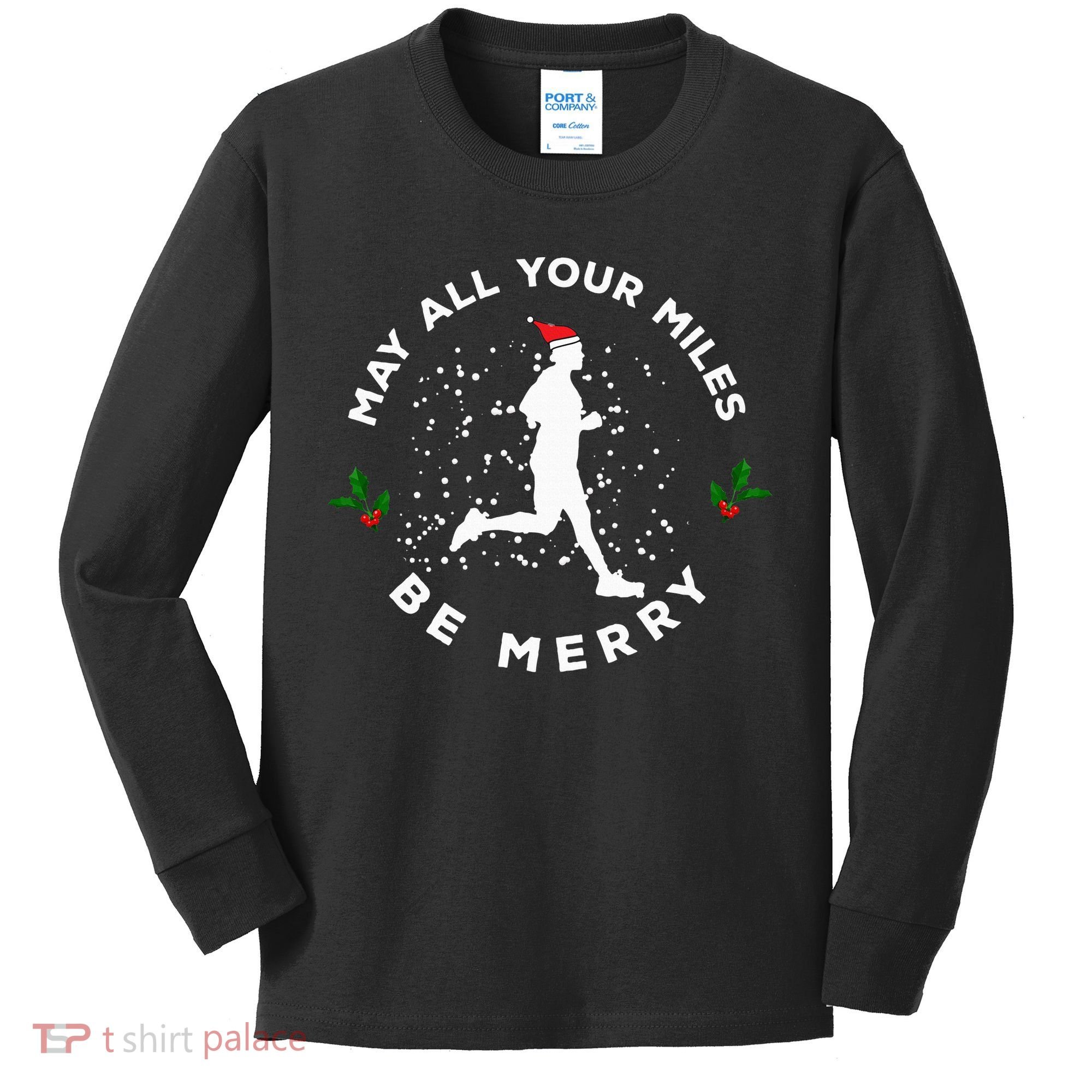 Merry Miles Running Christmas Gift For Runners Kids Long Sleeve Shirt
