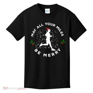 Merry Miles Running Christmas Gift For Runners Kids T-Shirt
