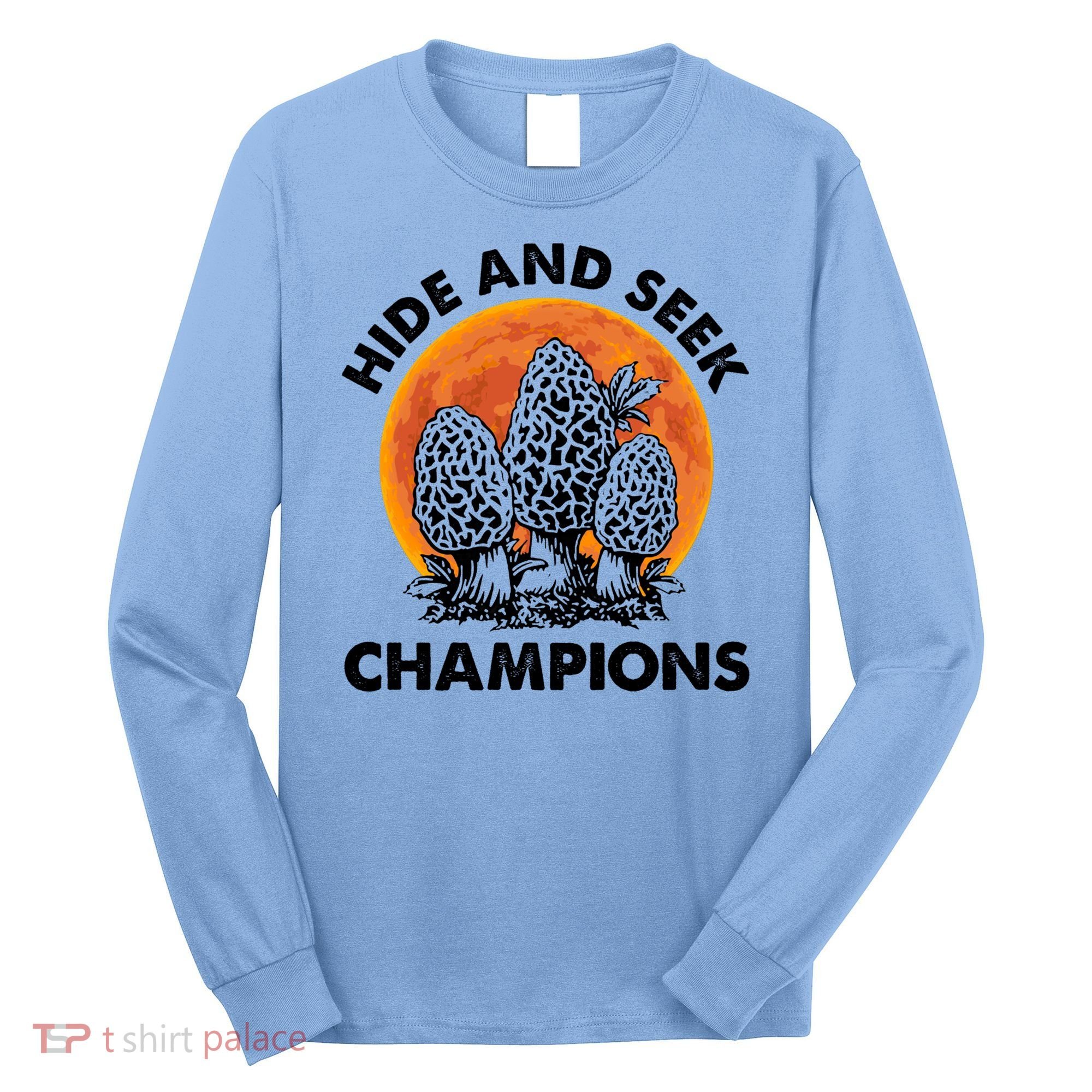 Morels Mushroom Red Moon Hide And Seek Champion Gift Long Sleeve Shirt