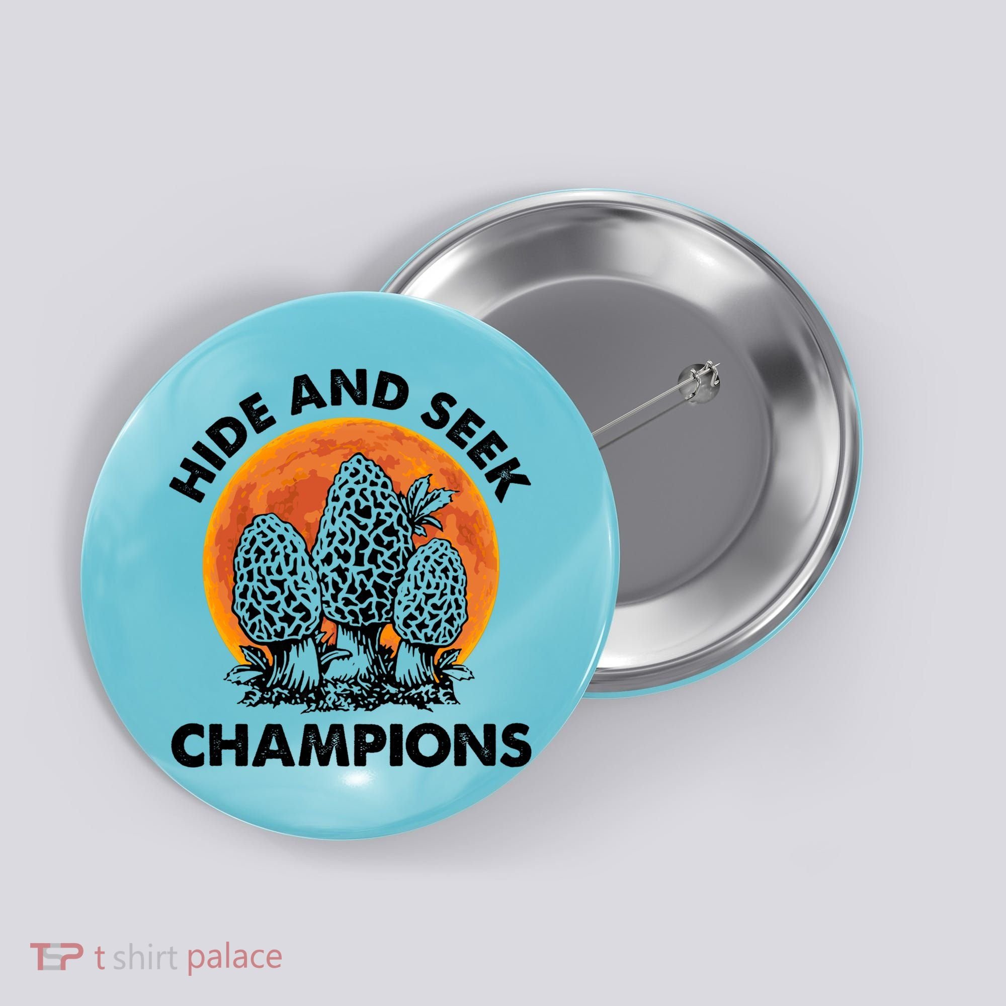 Morels Mushroom Red Moon Hide And Seek Champion Gift Button