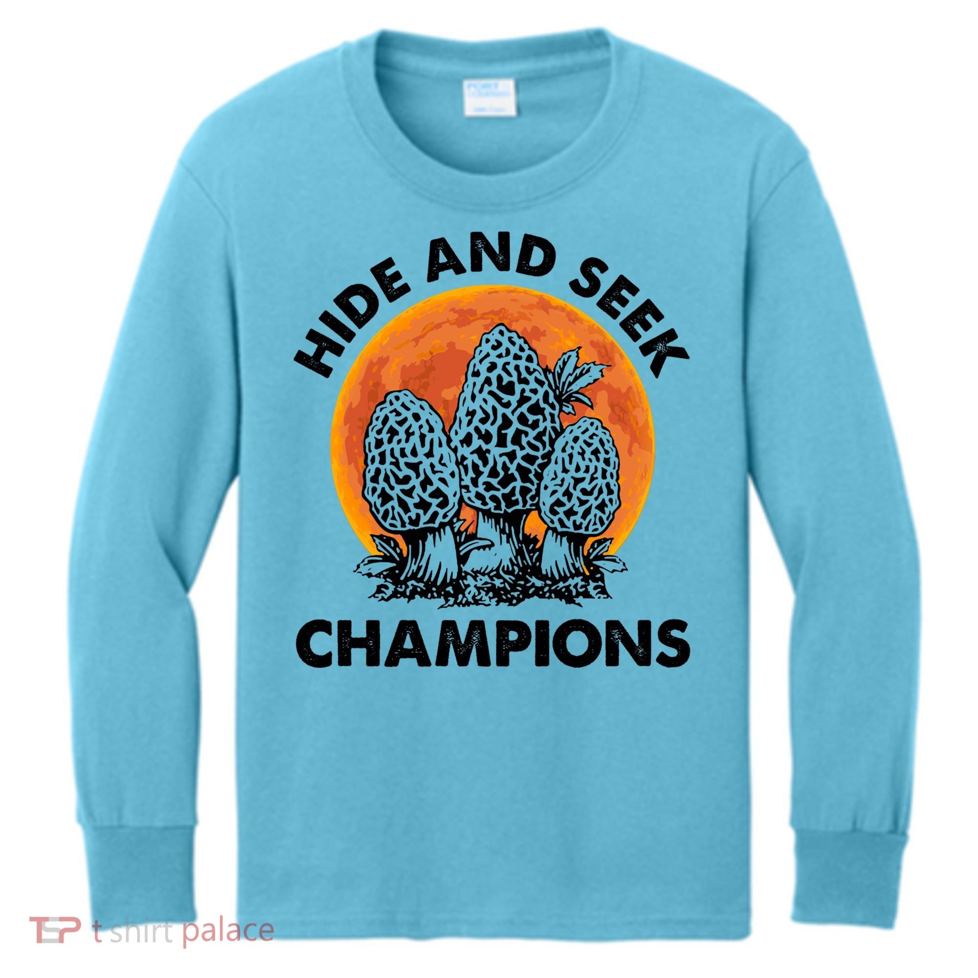 Morels Mushroom Red Moon Hide And Seek Champion Gift Kids Long Sleeve Shirt