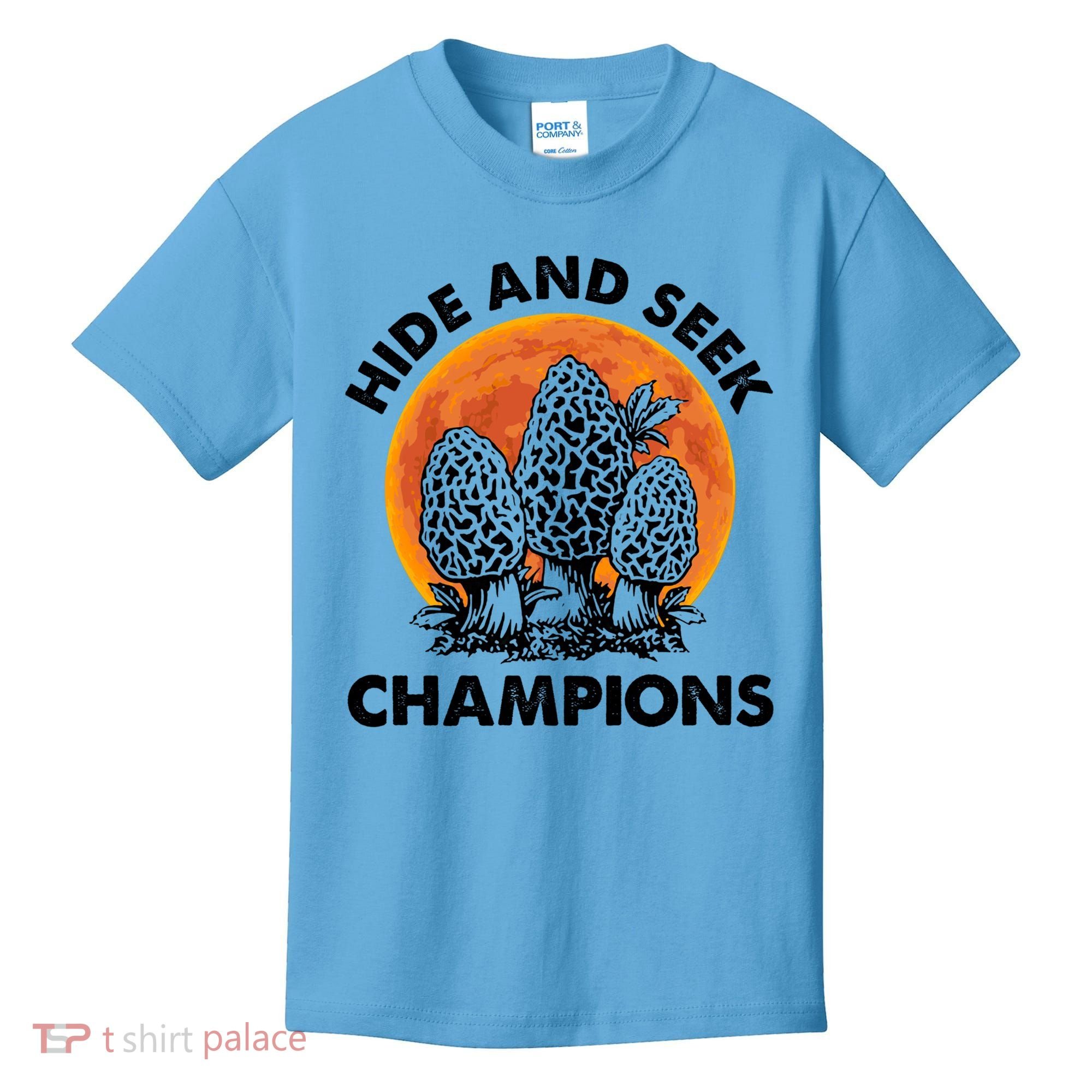 Morels Mushroom Red Moon Hide And Seek Champion Gift Kids T-Shirt