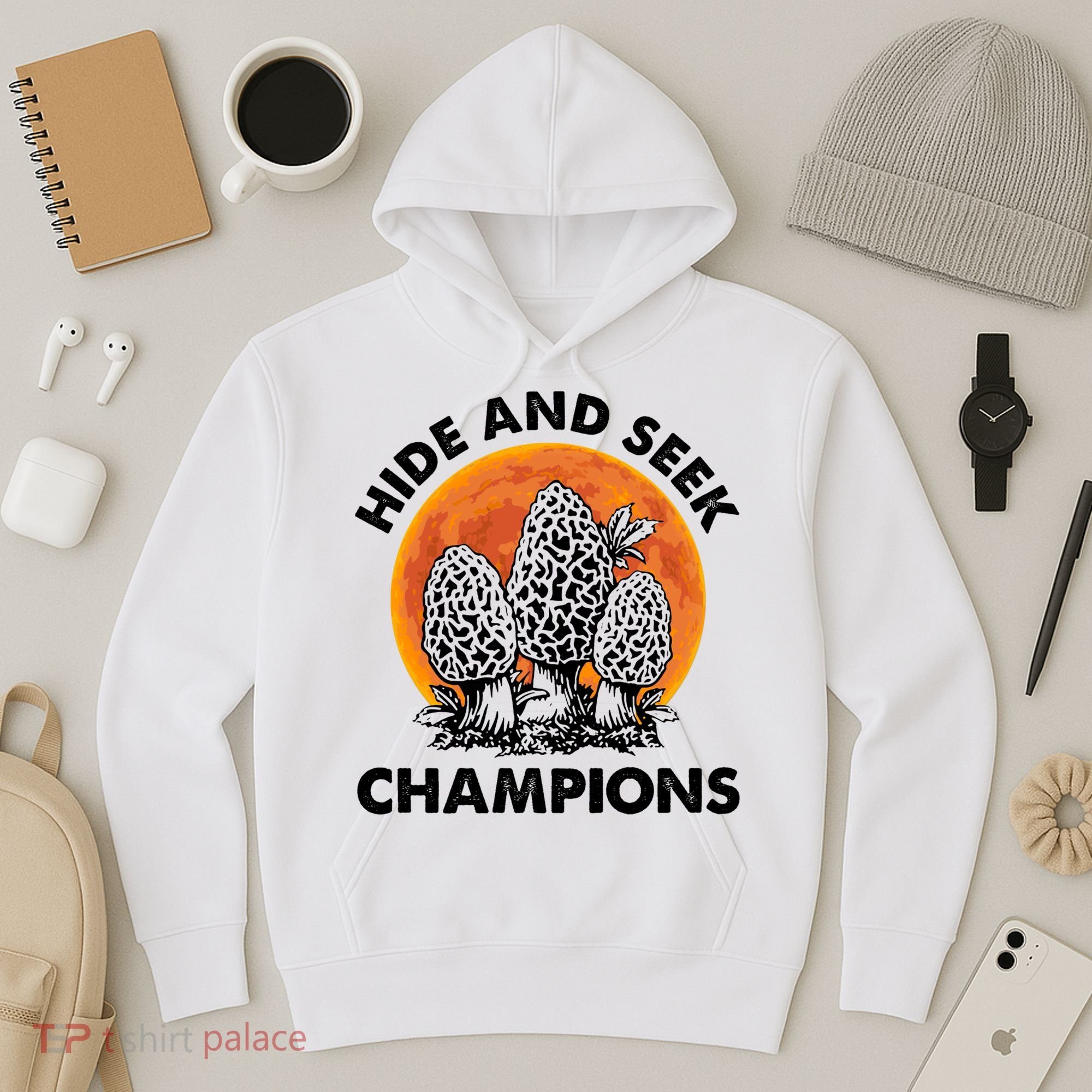 Morels Mushroom Red Moon Hide And Seek Champion Gift Hoodie