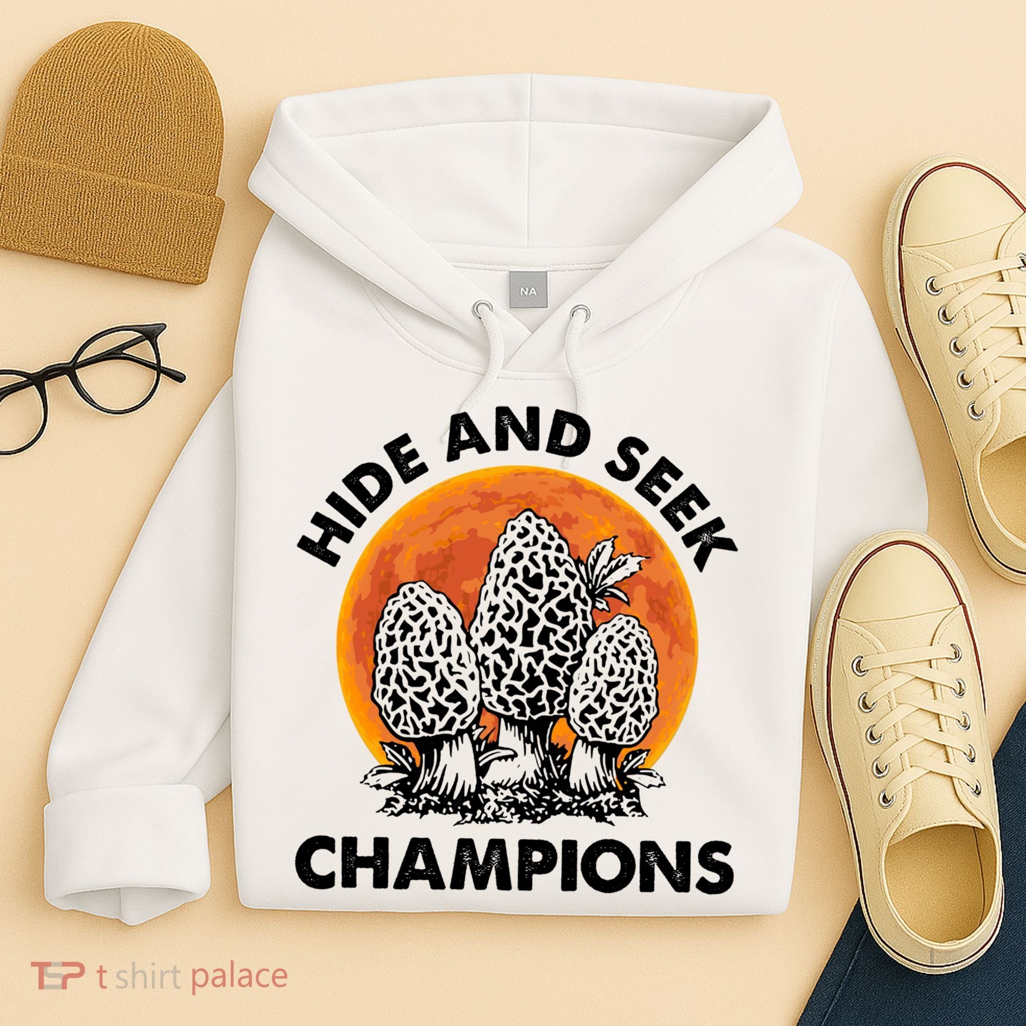 Morels Mushroom Red Moon Hide And Seek Champion Gift Hoodie