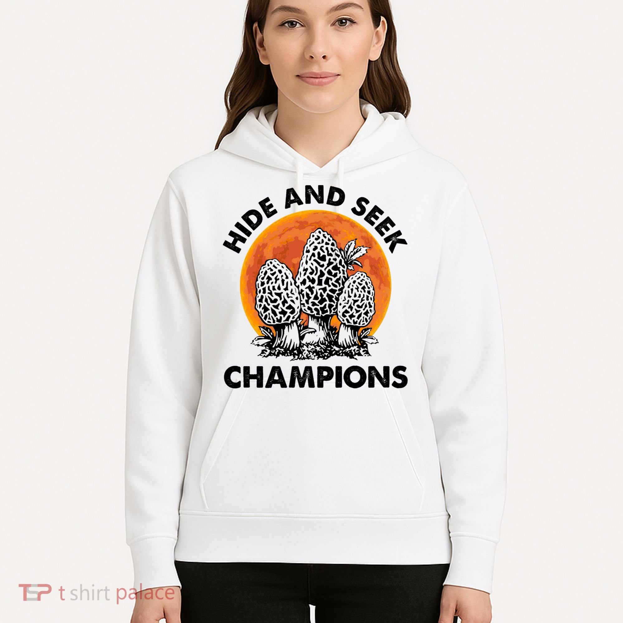 Morels Mushroom Red Moon Hide And Seek Champion Gift Hoodie