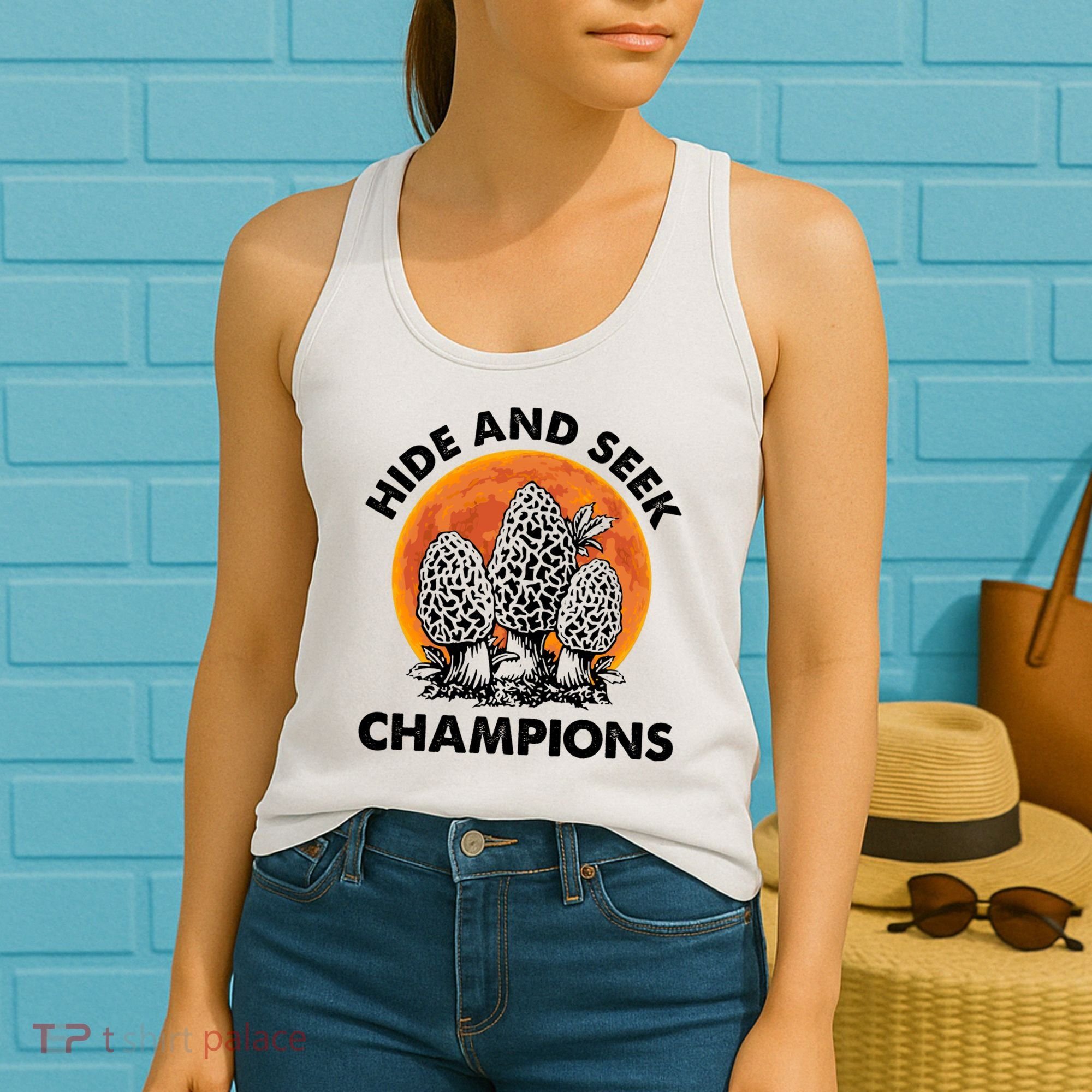 Morels Mushroom Red Moon Hide And Seek Champion Gift Women's Tank Top