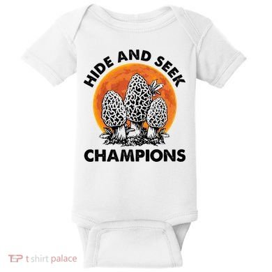 Morels Mushroom Red Moon Hide And Seek Champion Gift Baby Bodysuit