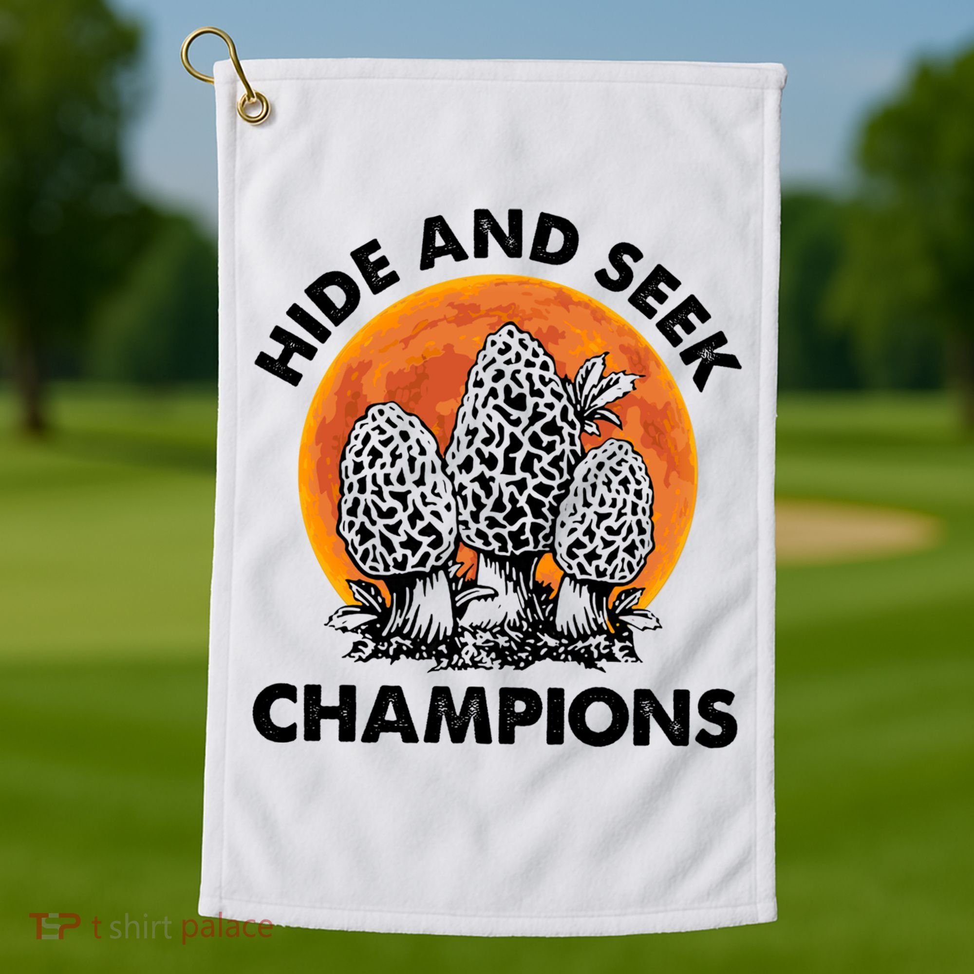 Morels Mushroom Red Moon Hide And Seek Champion Gift Golf Towel