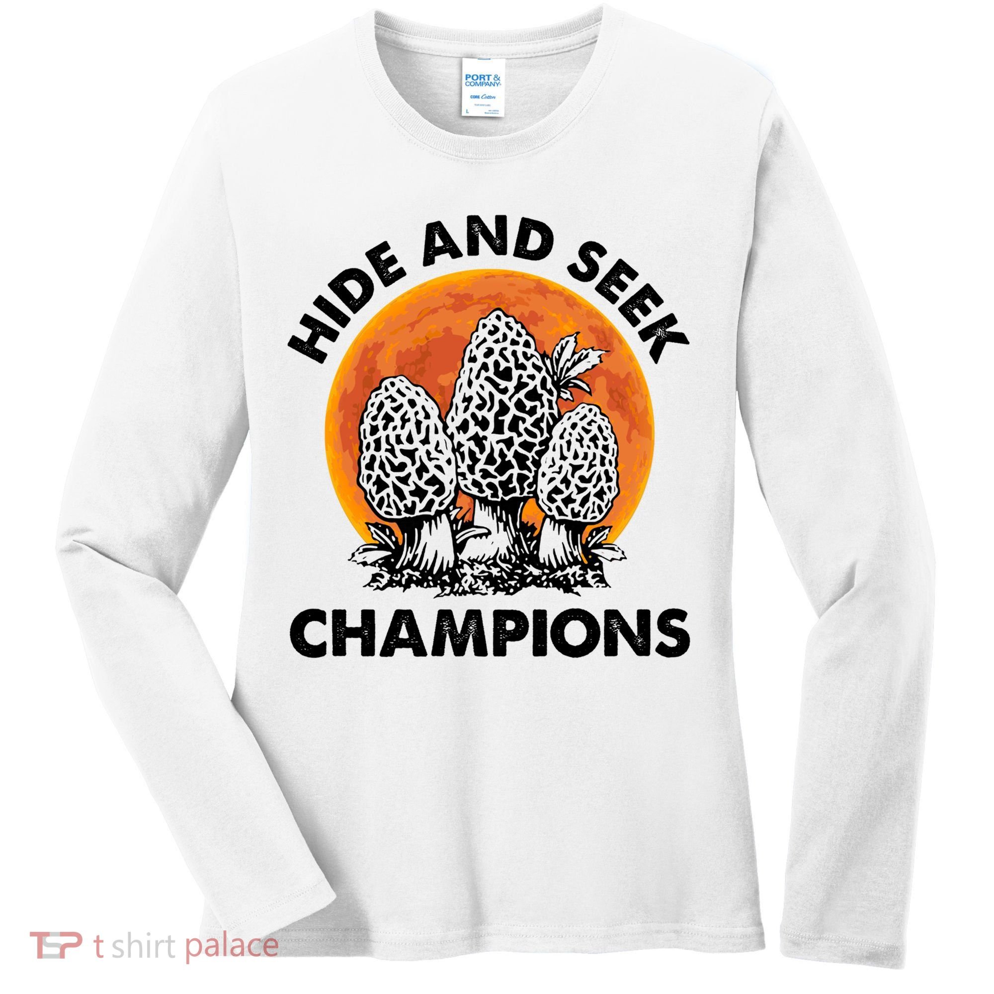 Morels Mushroom Red Moon Hide And Seek Champion Gift Women's Long Sleeve Shirt
