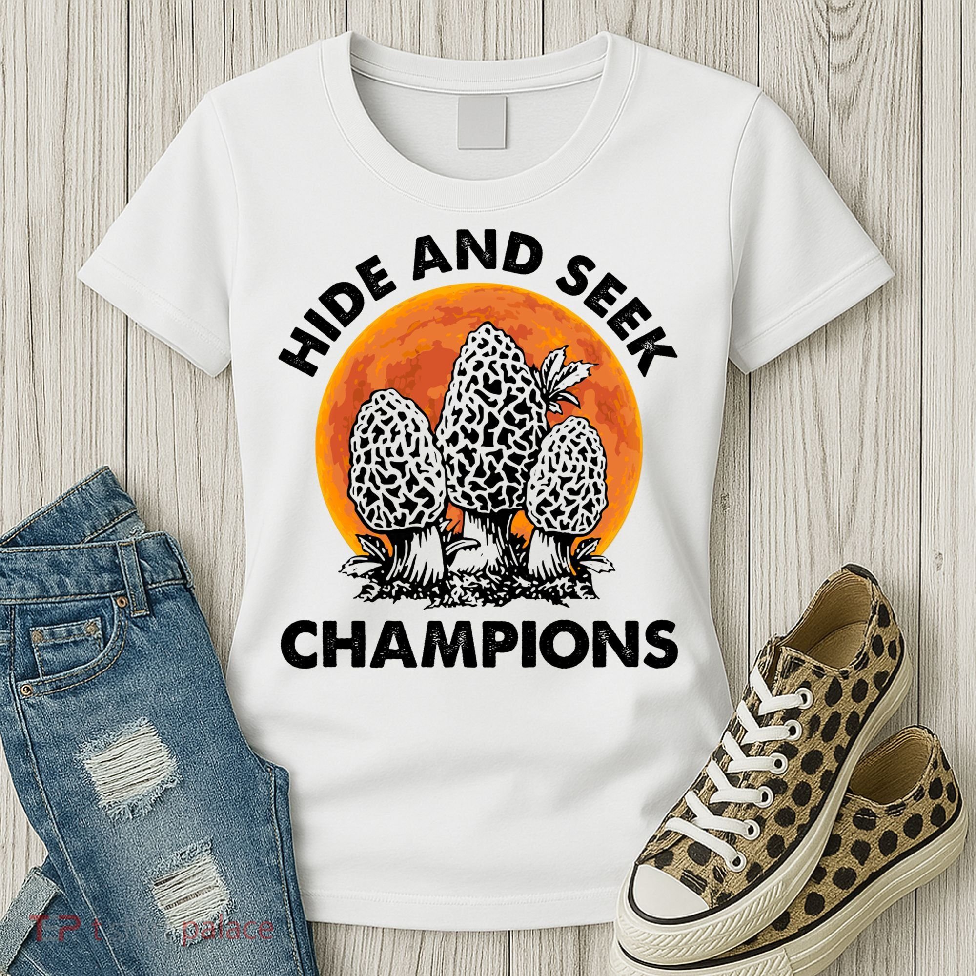 Morels Mushroom Red Moon Hide And Seek Champion Gift Women's T-Shirt