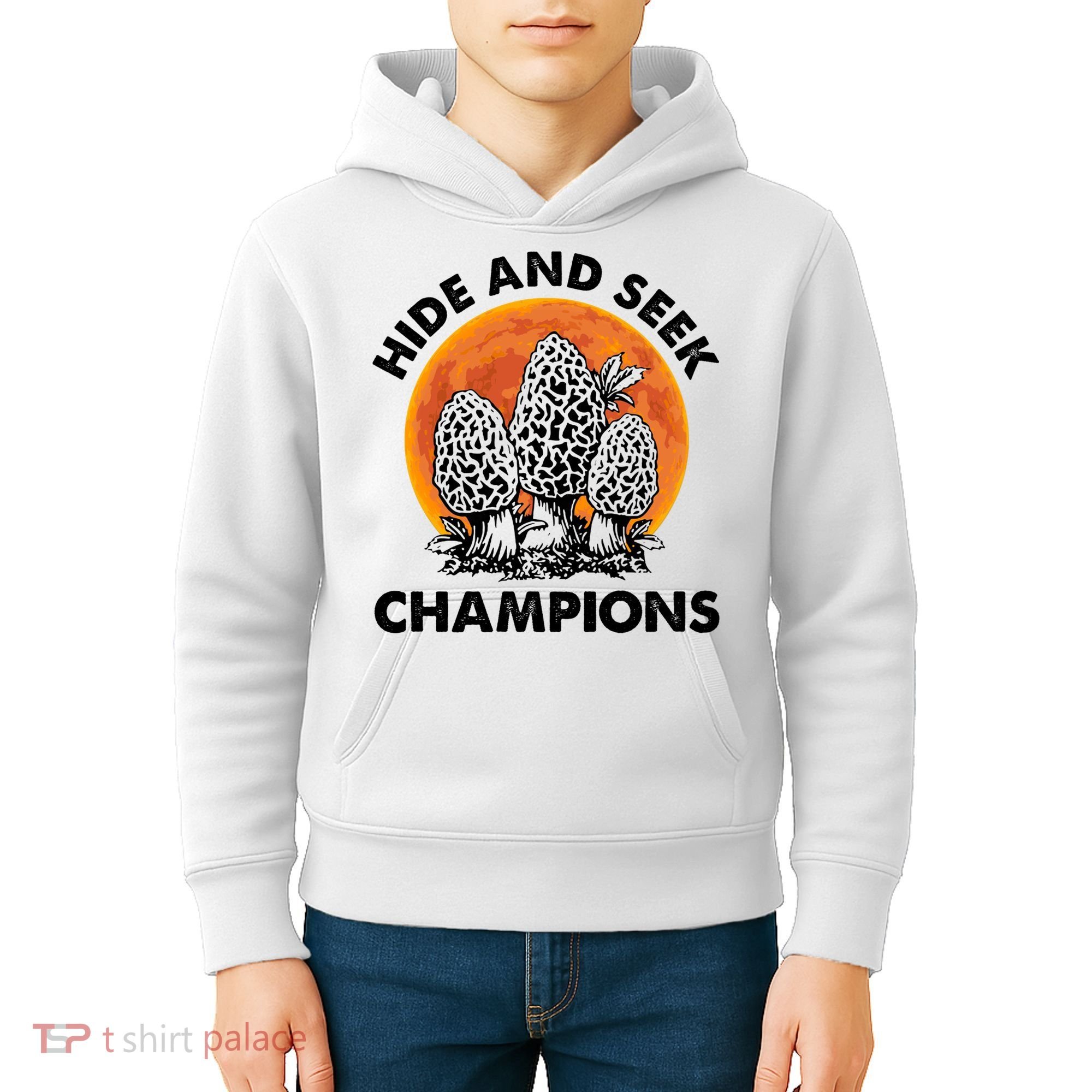 Morels Mushroom Red Moon Hide And Seek Champion Gift Kids Hoodie