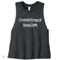 Mindy Mf Robinson Wearing Conspiracy Realist Women's Racerback Cropped Tank thumb 0