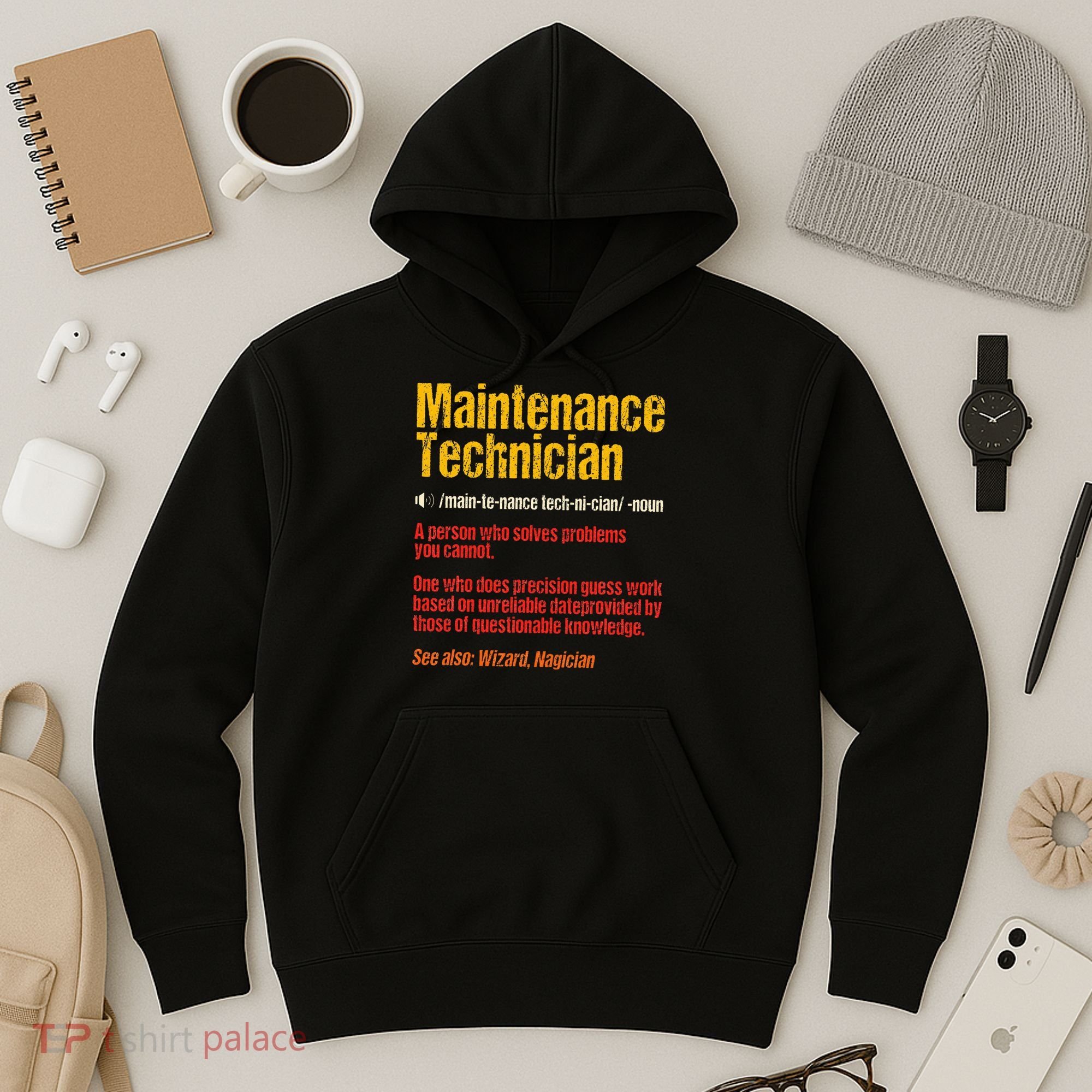 Maintenance Man retro Definition Technician  Hoodie