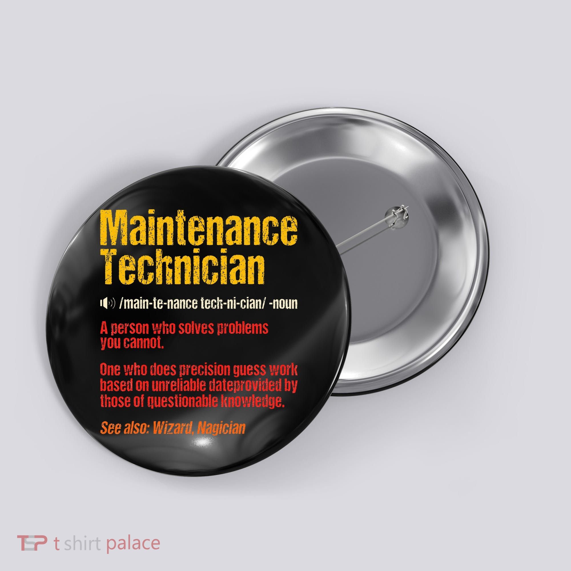Maintenance Man retro Definition Technician  Button