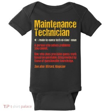 Maintenance Man retro Definition Technician  Baby Bodysuit