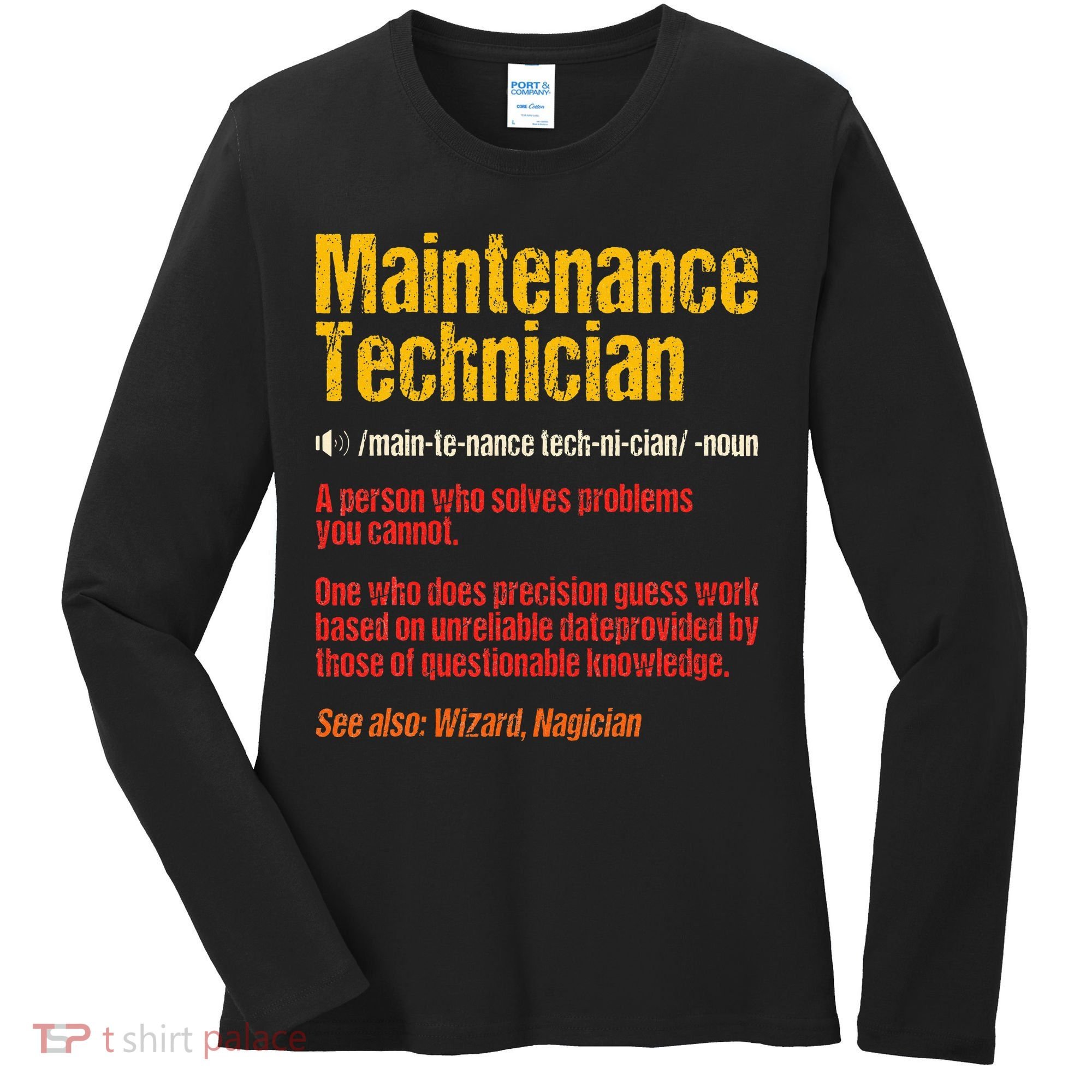 Maintenance Man retro Definition Technician  Women's Long Sleeve Shirt
